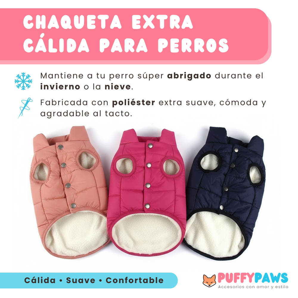 Chaqueta de perro polar acolchada – fácil de poner