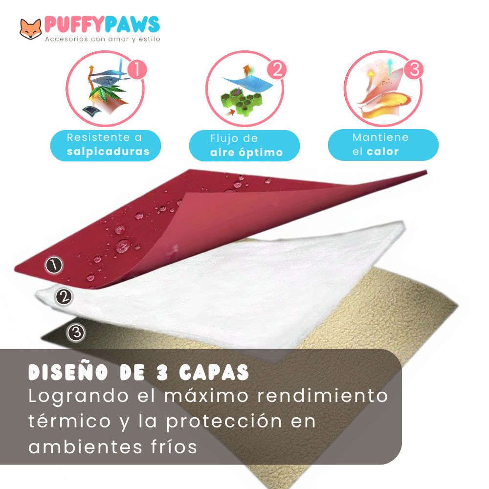 Abrigo impermeable para perros grandes (3 capas) | Invierno