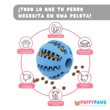Pelota PuffyBall™ | Dispensador interactivo, mordedor dental y goma natural