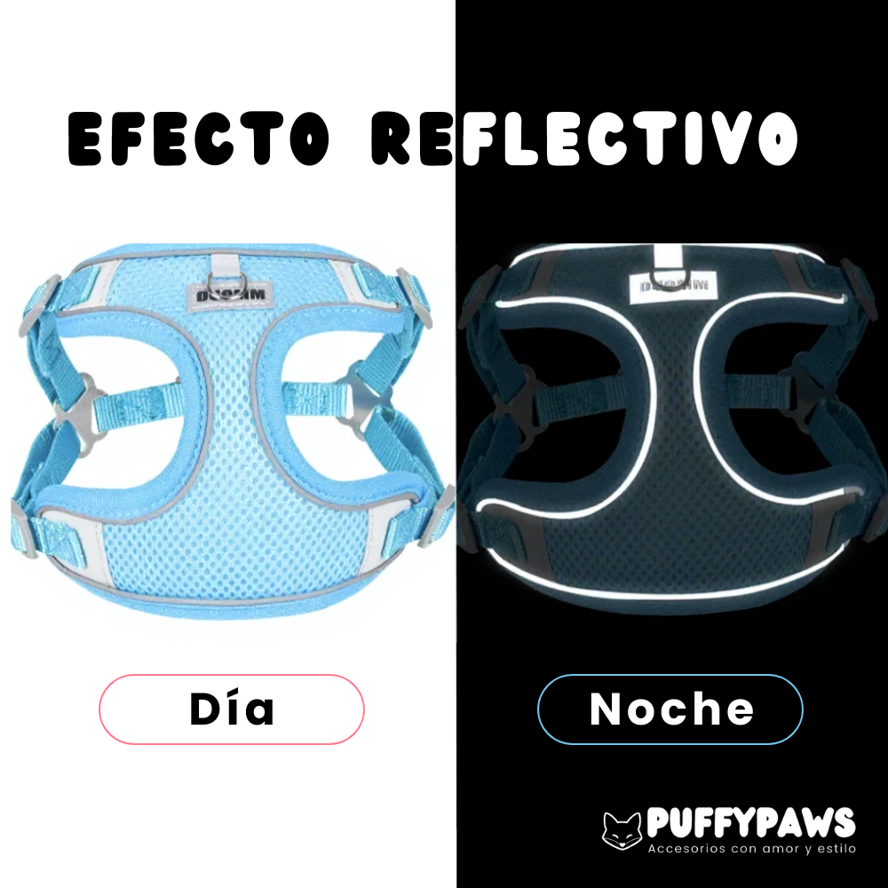 Chaleco arnés para perros con liberación rápida y tiras reflectantes