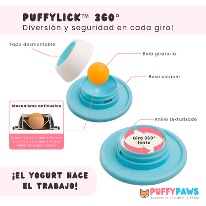 Cuenco giratorio PuffyLick™ | Alimentador lento interactivo 360°