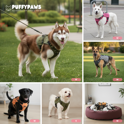 Arnés táctico tipo H para perros grandes