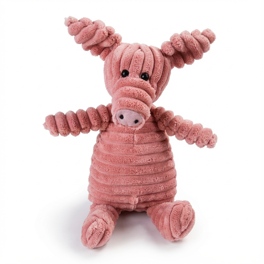 Peluche PuffyFriends™ de pana reforzada | Juguete squeaky con diseño de animales