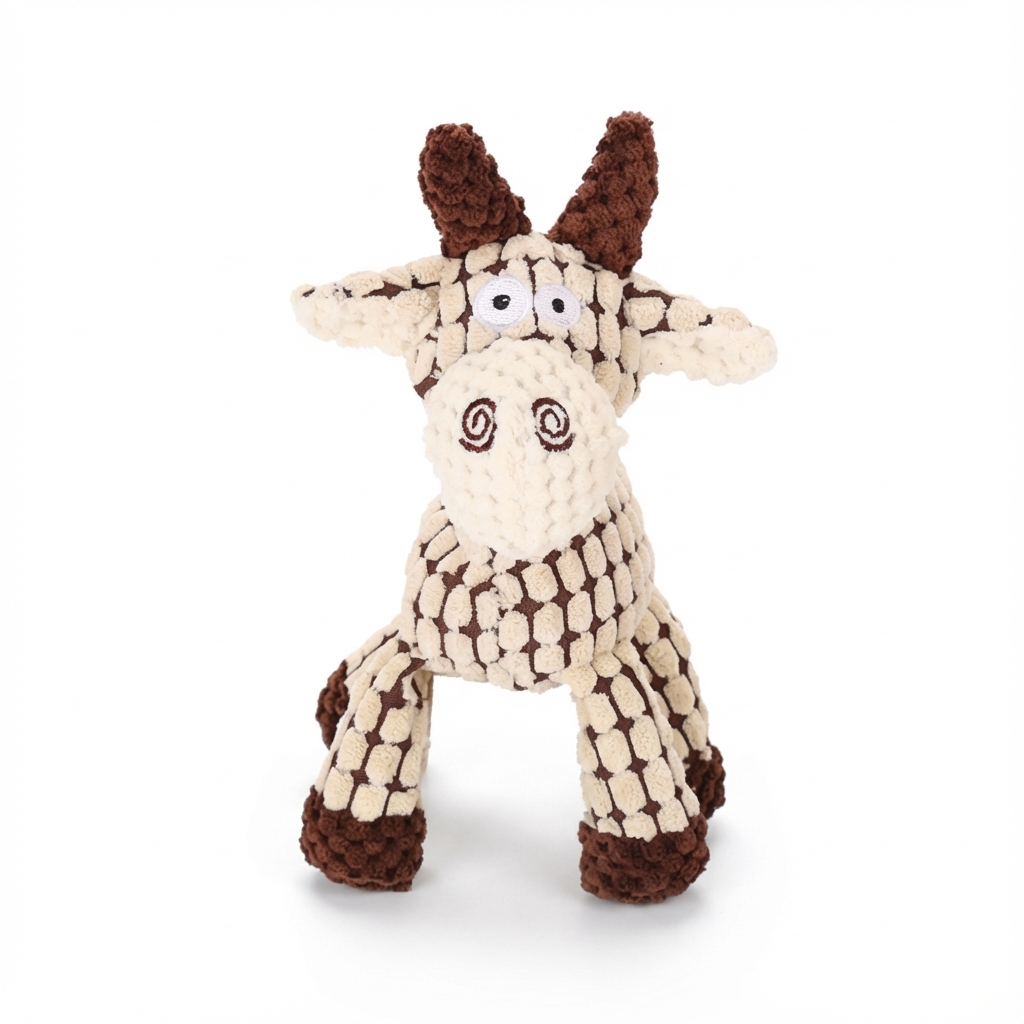 Peluche PuffyFriends™ de pana reforzada | Juguete squeaky con diseño de animales