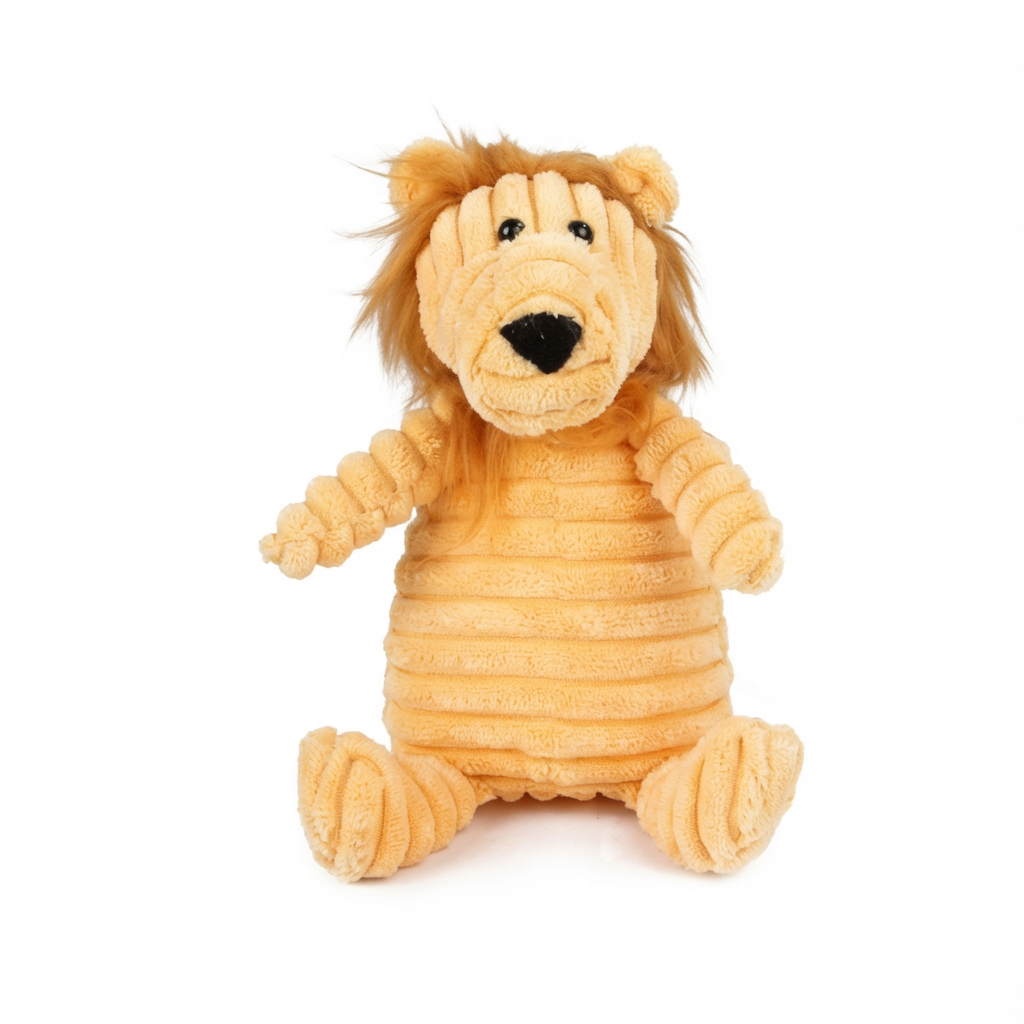 Peluche PuffyFriends™ de pana reforzada | Juguete squeaky con diseño de animales