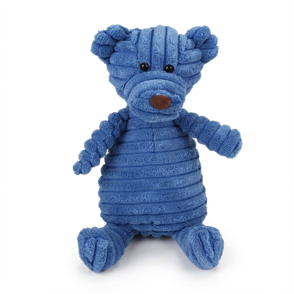 Peluche PuffyFriends™ de pana reforzada | Juguete squeaky con diseño de animales