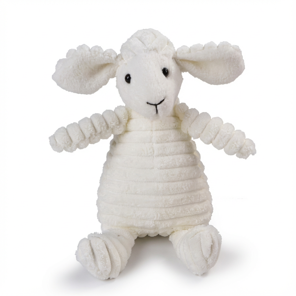 Peluche PuffyFriends™ de pana reforzada | Juguete squeaky con diseño de animales