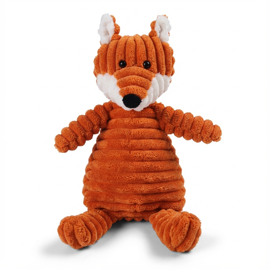 Peluche PuffyFriends™ de pana reforzada | Juguete squeaky con diseño de animales
